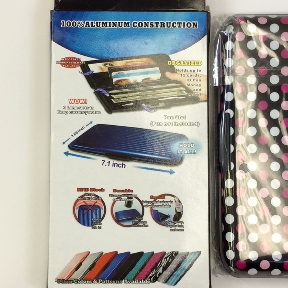 Pink Polka Dot Metal Security Wallet - Picture 5 of 6